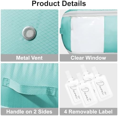 Comforter Storage Bag - Large Capacity Blanket Storage Bags 3-Layer Ultra Space Saving Self Compression Organizer, Washable Compression Bags for Storage Comforter Blanket, 4-Pack, Blue - Image 6