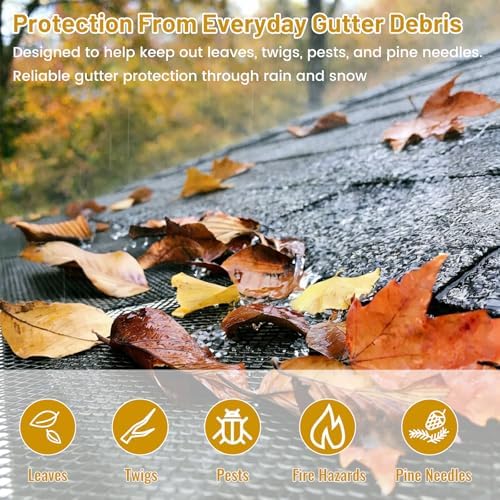 60 ft Gutter Guard (20 Pack) - 6 Inch Black Coated Steel Micro Mesh - Fits 4 or 5 or 6 Inch K Style Gutters - Snap In Leaf Guard Protection - Easy DIY Rain Gutter Screens Covers for Leaves - Image 2