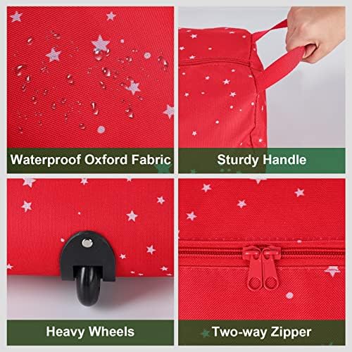 Surblue Christmas Tree Storage Bag - Fits Up to 6 ft. Tall Artificial Disassembled Trees, Durable Handles & Sleek Dual Zipper - Premium Large Holiday Xmas Bag Made of Tear Proof 600D Oxford (Red) - Image 3