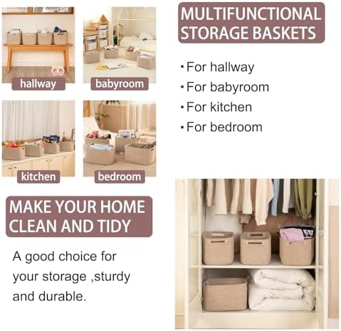 OIAHOMY 4 Pack Storage Baskets for Organizing 20L Cube Storage Bins Brown - Image 6