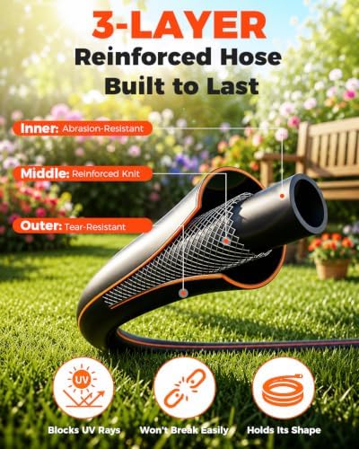 5/8 inch 100ft Retractable Garden Hose Reel with Any-Length Lock Slow Auto Rewind Heavy Duty Hose Reel With 9-Pattern Nozzle 180° Swivel Bracket UV Resistant Wall Mounted Hose Reel for Outside - Image 6