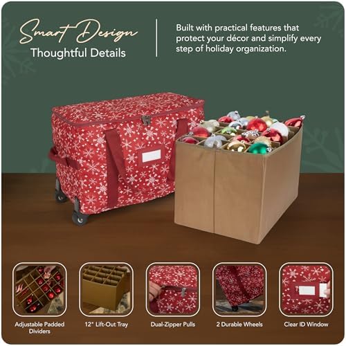 Covermates Rolling Adjustable Ornament Storage Bag, 19.25"W x 13"D x 12.5"H - Image 4