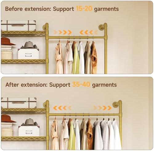 ONBRILL L4 Wall Mounted Heavy Duty Corner Industrial Pipe Clothing Rack - Image 4