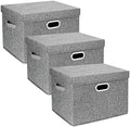 TYEERS Large Storage Bins with Lids, Collapsible, Washable, Fabric Storage Boxes for Organizing, 17.3x11.8x11.4 inches, 3 Pack, Gray by StorageOrganization
