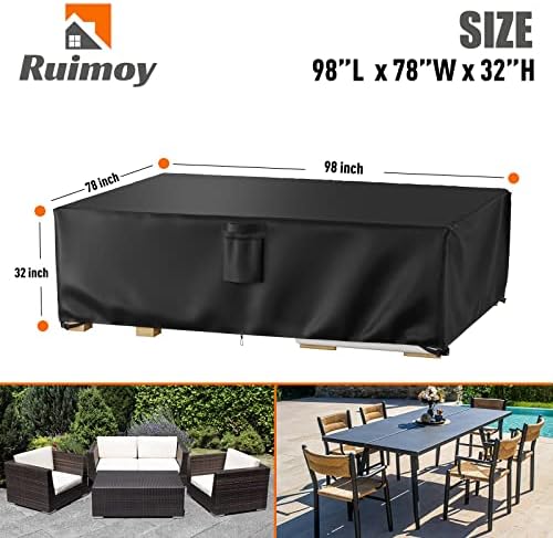 Ruimoy Patio Furniture Covers, Outdoor Furniture Cover Waterproof, General Purpose, Outside Table and Chair Covers, Heavy Duty 600D (98 Inch L x 78 Inch W x 32 Inch H) - Image 2