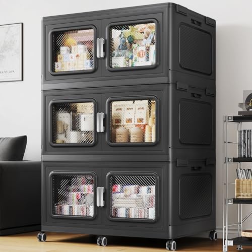 BROVIEW 165Gal Extra Large Storage Bins with Lid and Wheels, Black, 3 Pack by BROVIEW-EnjoytheArtofLife