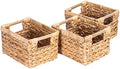 Small Wicker Baskets for Organizing Bathroom, Hyacinth Baskets for Storage, Wicker Storage Basket with Wooden Handle, Decorative Small Basket 10 x 7.5 x 6.3 inches - 3 Pack by VATIMA