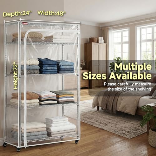 Clear PVC Wire Shelving Cover, Fits 48"W x 24"D x 72"H Storage Rack - Image 4