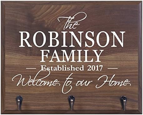 Rooms Organized Personalized Family Name Welcome to Our Home Wall Mounted Coat, Hat, Key, Pet Leash Collar Rack New Home with 3 Hooks 15" w x 12" h 4.25" deep (Welcome to Our Home) - Image 2