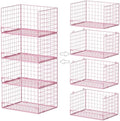 4-Tier Closet Organizers and Storage, Stackable Closet Organizer Basket, Foldable Closet Shelf Organizer Basket, Stackable Storage Bins and Organizer Shelves for Home Closet Organizer System, Pink by FollowWithYociyogaTogether