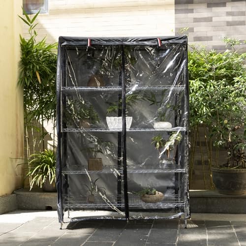 okcool Waterproof Shelf Cover,600D Heavy Duty Wire Shelving Unit Cover,Shelf Display Rack Protector Cover with Zipper,One Side See Through Panel.(Black,Fits 48" Wx24 Dx72 H''Shelves) - Image 2