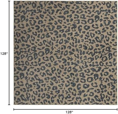 Unique Loom Outdoor Safari Collection Area Rug - Leopard (10' 8" Square Blue/Gray) - Image 2