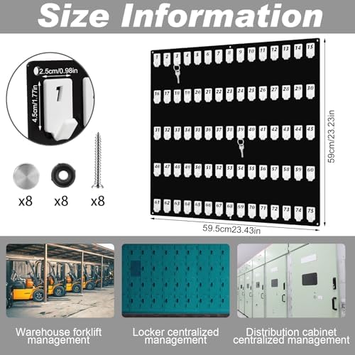 Beeveer Acrylic Key Holder Board with 75 Hooks, Wall Mount Organizer, Black - Image 2