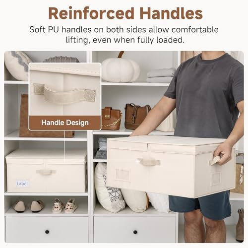 StorageWorks Large Decorative Storage Boxes with Lids, Cream White - Image 5