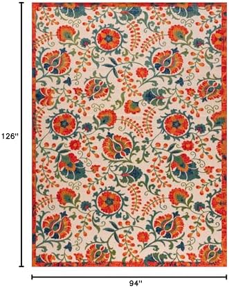 Nourison Home Aloha Red Multicolor 7'10" x 10'6" Area Rug - Easy Clean, Non Shedding, Bed Room, Living Room, Dining Room, Kitchen (8' x 11') - Image 2