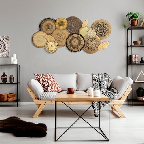 Xuhal 15 Pcs Boho Wall Basket Decor Handcrafted Seagrass Woven Wall Basket Rustic Round Woven Hanging Art for Home Farmhouse Kitchen Table Living Room(Mixed Colors Style) - Image 5