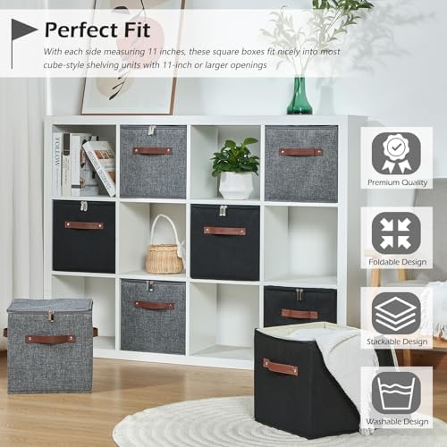 4PCS Storage Cubes with Lids Cotton Linen Fabric Bins Boxes - Image 3
