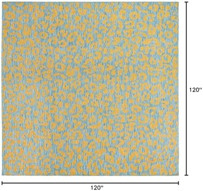 Unique Loom Outdoor Safari Collection Area Rug - Leopard (10' Square, Blue Yellow/ Blue) - Image 2
