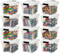 IRIS USA 19 Qt Storage Bins w/Lids, 12 Pack, BPA-Free, Clear/White by IRISUSA