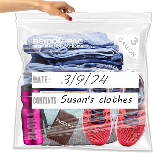 BEIDOU-PAC 3 Gallon Large Plastic Bags with Zipper Top, | 100 Count | 2 Mil | 16" x 18" | Heavy-Duty Reusable Clear Freezer Storage Bags by BEIDOU-PAC