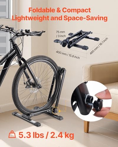 VEVOR Bike Racks 2 Pack, Fits 20 to 27 Inch Mountain & Road Bikes, Alloy Steel Rust-Resistant Bike Floor Stand Rack, Foldable Bicycle Stand for Entryway, Garage, Home Bikes Parking & Storage, Black - Image 4
