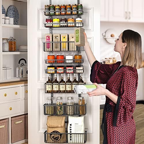 Moforoco Over The Door Pantry Organizer, Pantry Door Organizer Shelves, Kitchen Organizers and Storage, Hanging Basket Wall Spice Rack Seasoning Shelves, Laundry Room Bathroom accessories（Black - Image 6