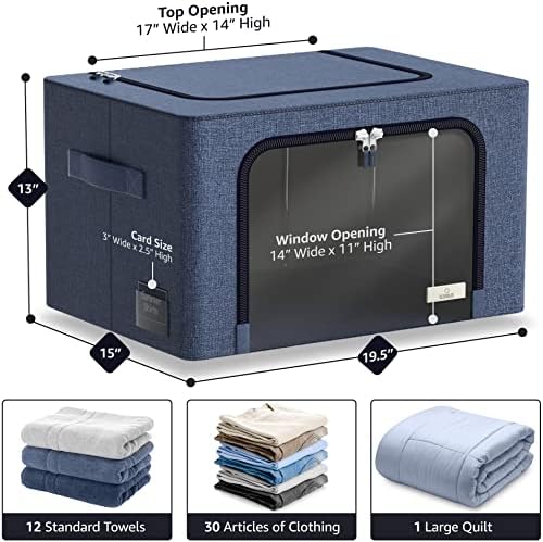 Sorbus Clothing Storage Bins with Clear Window, Metal Frame (6 Pack, Blue) - Image 3