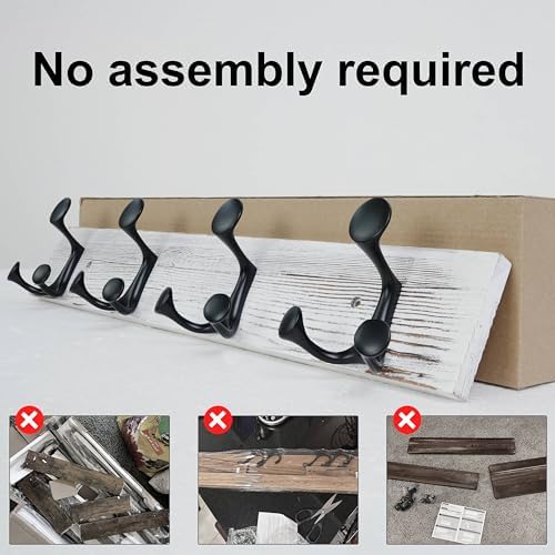 SKOLOO 24-Inch Wood Coat Rack Wall Mount with 4 Triple Hooks - Ideal for Family Entrances, Classrooms, and Pet Supplies Storage - Perfect Coat Hooks for Wall,Distressed White Wash - Image 5