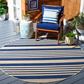 SAFAVIEH Courtyard Outdoor Round Rug 7'10", Navy & Beige CY6062-268 by Unknown