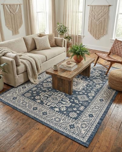 Rugs.com - Outdoor Aztec Rug – 7' 1 x 10' Blue Indoor/Outdoor Rug – Washable for Patios, Decks, and Porches - Image 5