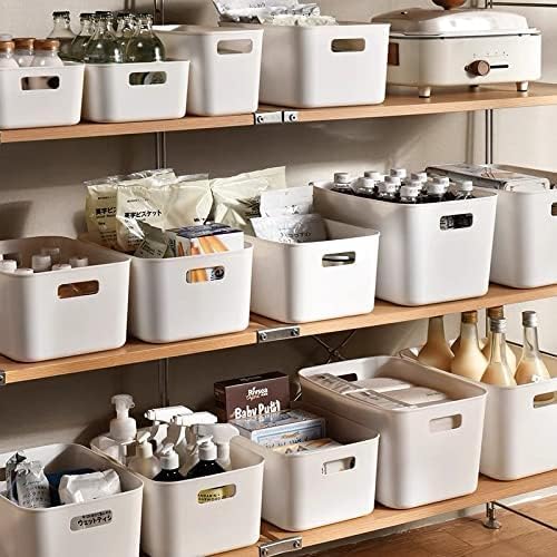Set Of 6 Plastic Storage Bin,11.5×8.6×5.5Versatile Kitchen Pantry Organization and Storage,for Plastic Storage Container Under Bed,Under Sink Bathroom Organizer (White,6 Pack Medium - Image 6