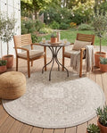 Rugs.com - Outdoor Aztec Rug – 8 Ft Round Light Gray Indoor/Outdoor Rug – Stain-Resistant, Washable, Perfect for Patios, Decks, and Porches by Rugscom