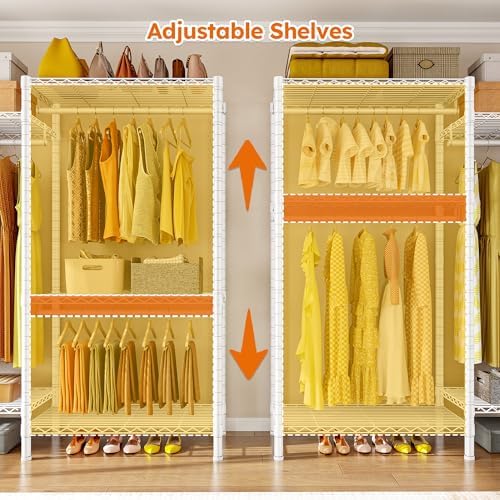 Raybee Clothes Rack, Freestanding Closet Storage System, 5 Rods 8 shelves - Image 4