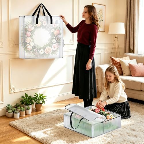 93L Wreath Storage Container, Large Clear Christmas Storage Bags, 6 Pack - Image 7