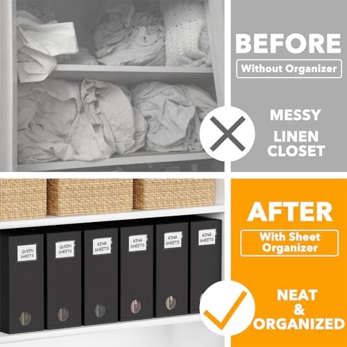 SpaceAid 6 Pack Bed Sheet Organizers and Storage, Foldable Sheet Organizer for Linen Closet, Sheets Set Folder Keeper with Window XL (Queen & King Size) Bedding Container, (Black, 6 Pack) - Image 2