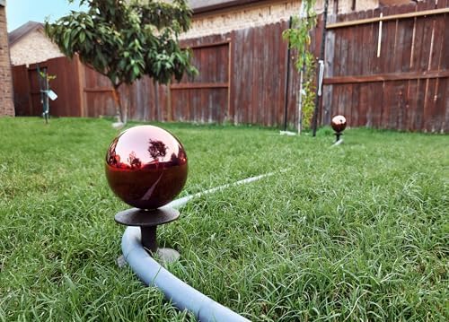 Lulu Decor, Garden Red Gazing Ball Hose Guide, Set of 2. Strong and Decorative Hose Guide that Protects Your Plants and Provides Elegance to Your Garden - Image 5