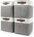Bagnizer 13x13 Cube Storage Bins, Collapsible Fabric Storage Box, 4 Pack Closet Baskets with Handles for Organizing, Shelf, Toys, Clothes, Home, Office, Nursery (Grey&White) by Bagnizer