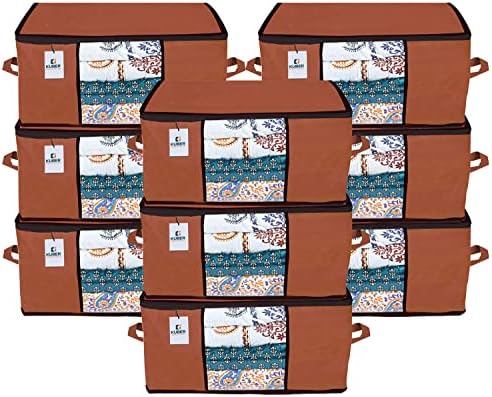Kuber Industries 9 Pack Under Bed Storage Bags | Clothes Organizer | Non Woven Duvet, Blanket Cover | Clear Window & Premium Zipper | by Kuber+Industries