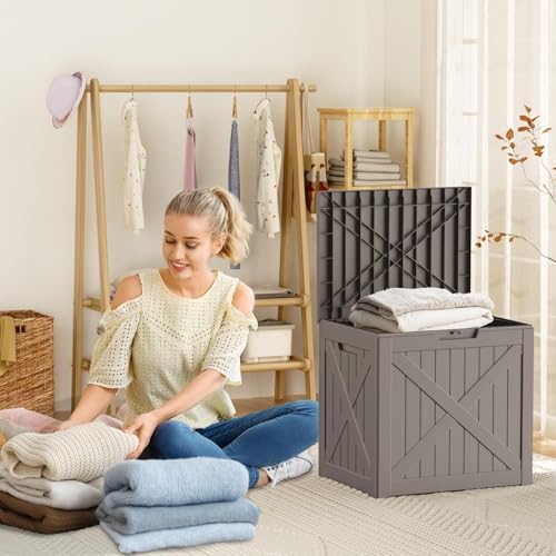 Vixzen 32 Gallon Outdoor Deck Box, Lockable Waterproof Storage Box, UV Resistant, Weather Resistance, Resin Outside Storage Bin for Gardening Tools, Pool Supplies (Grey, 32 Gallon) - Image 2