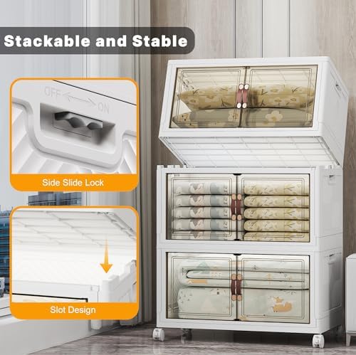 UAMFURI Stackable Storage Bins, 525QT Collapsible Drawers with 1 Lid - Image 4