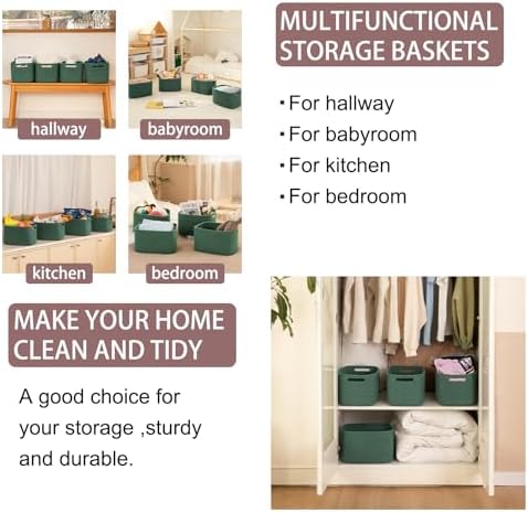 OIAHOMY 4 Pack Storage Baskets for Organizing 15L Cube Storage Bins Green - Image 6