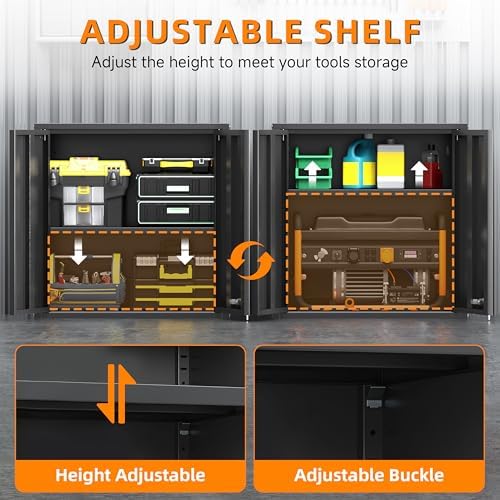 Garage Wall Cabinet with 2 Doors, Metal Wall Cabinet with Lock - Image 4