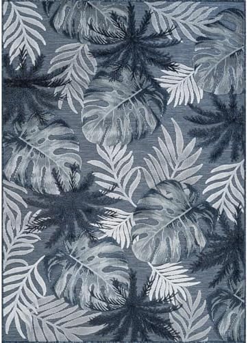 Luul Home Floral Indoor Outdoor Rugs 9x12 Large Area Rug for Living Room, Patio Decor, Kitchen, and Entryway Rug, Washable Stain Resistant Outside Carpet Navy 9 x 12 - Image 2
