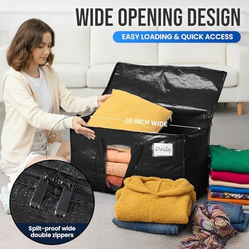 TAILI 12 Pack Black Extra Large Moving Bags,Storage Bag with Visible Window - Image 4