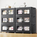 BROVIEW 330Gal Storage Bins, 1320Qt Extra Large Stackable Storage Box with Lids & Wheels - Heavy Duty Collapsible Plastic Cabinets, Open Front Door for Sundries in Home & Office, Black 6 Pack by BROVIEW-EnjoytheArtofLife