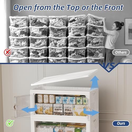 SAILUN 190QT Stackable Storage Bins with Lid, Storage Cabinet 4 Pack White - Image 4