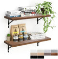 Kaboon 27 inch Long 10 inch Deep Floating Shelves for Wall Set of 2, Large Open Shelves Wall Mounted, Space Saving Home and Commercial Use, Walnut by Kaboon