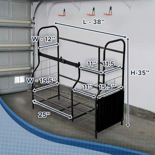 Morvat Golf Storage Bag Organizer, Fits Two Golf Bags, Metal Durable Rack Stand for Golfing Equipment, Golf Balls & Accessories, for Home, Garage, Basement, Shed (Style 2) - Image 5