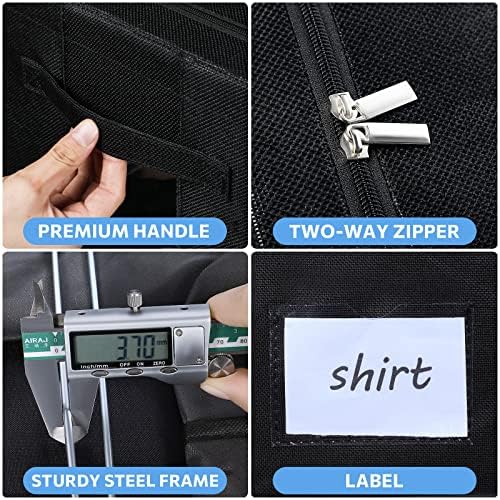 CYhom 3Pack Foldable Storage Bins - Frame Storage Box Linen Fabric Stackable Clothes Container Organizer with Clear Window & Carry Handles Large Capacity (Extra Large-100L, Black) - Image 5