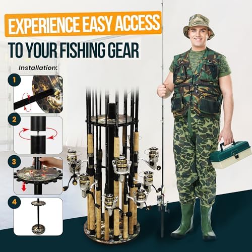 Rush Creek Creations 16-Rod Round Fishing Rod Holder for Garage, Tackle Box - Image 6